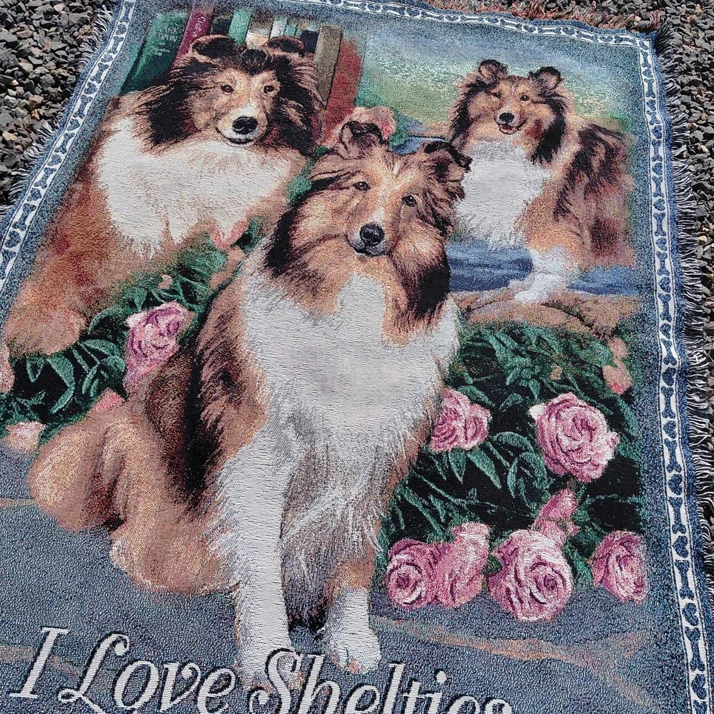 I Love Shelties Throw Blanket Tapestry 52